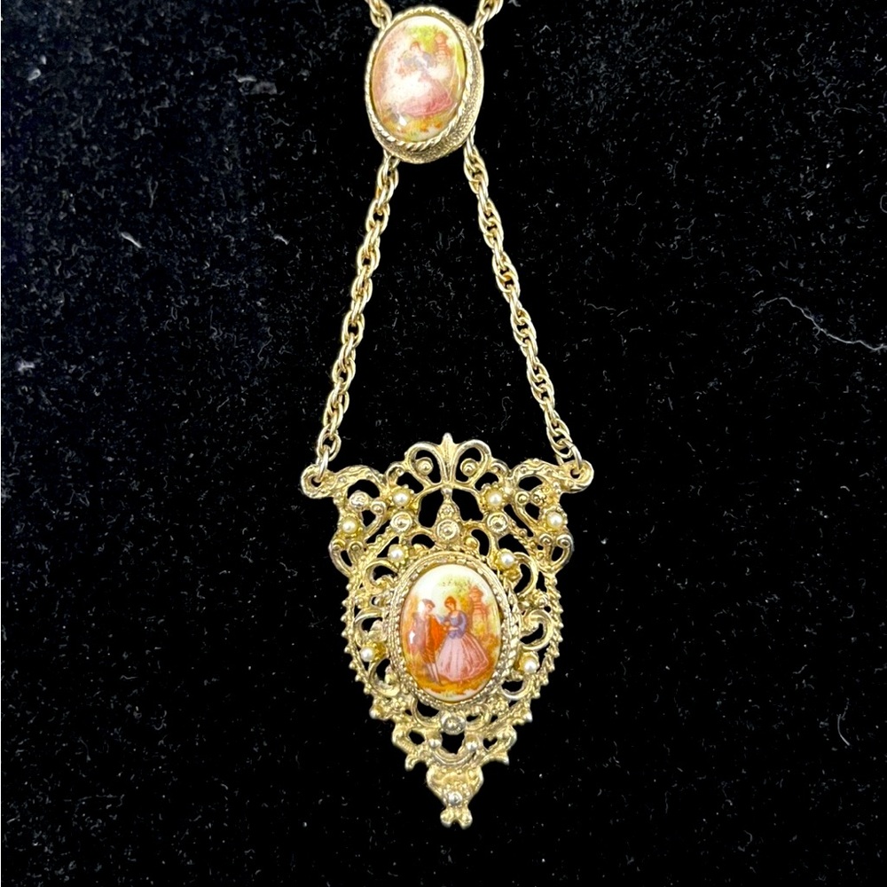 Elegant Vintage Victorian Double necklace Pendant